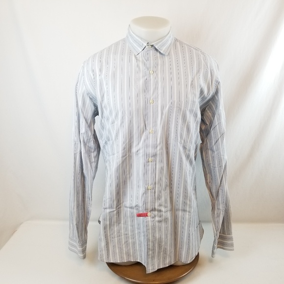 J Crew Mens Button Front Shirt 16.5 Large L/S Blue - Picture 2 of 5